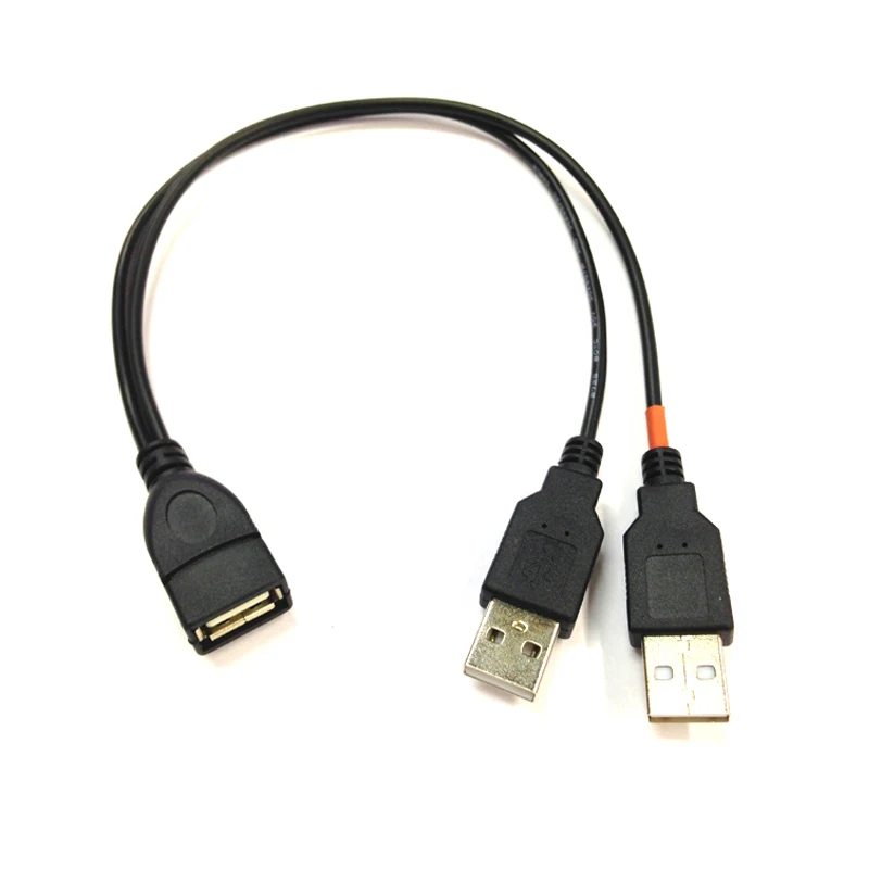حار أسود اللون usb 2.0 الأنثى إلى 2 المزدوج الذكور جاك y الخائن السلطة الحبل محول كابل