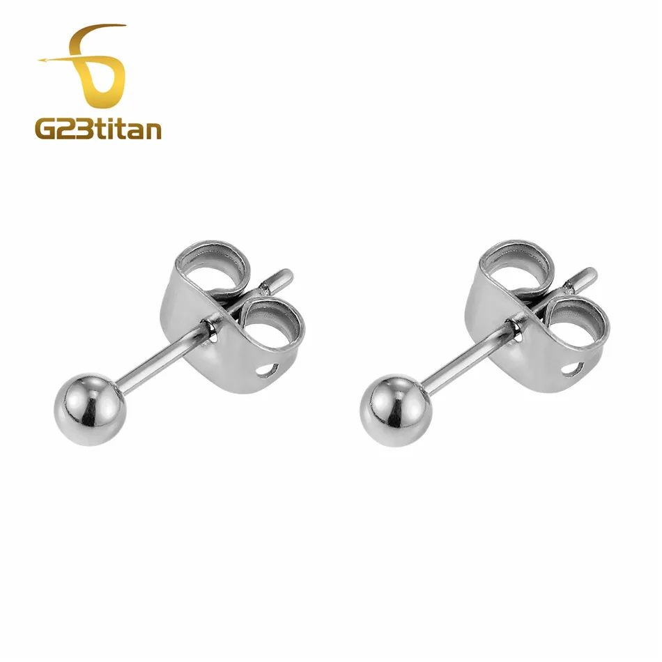 

G23titan 3mm Ball Small Stud Earrings for Girl Women 100% G23 Titanium Girls Earrings Jewelry