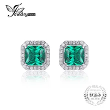 JewelryPalace Cuadrado 1.4ct Creado Nano Ruso Esmeralda 925 Pendientes de Plata Esterlina Joyería Fina para Las Mujeres Nueva Marca