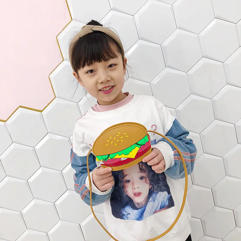 

New Fashion Kids Bag Cute Kid Fruit Burger Crossbody Bag Trendy Mini Children's Baby Shoulder Bag Girl Princess Small Square Bag