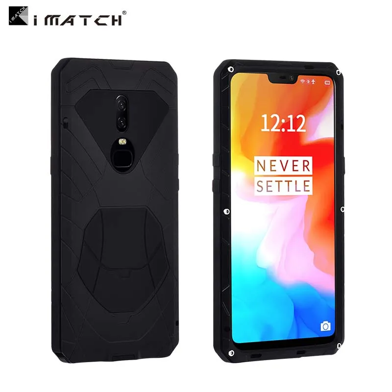 

Luxury Outdoor IMATCH Original Sports Army Tactical Shockproof Waterproof Metal & Silicone Phone Case For Oneplus 6 Case JS0358