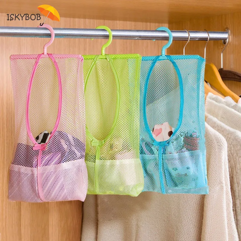 

ISKYBOB Multi-function Space Saving Hanging Mesh Bags Clothes Organizer Home Helper NEW
