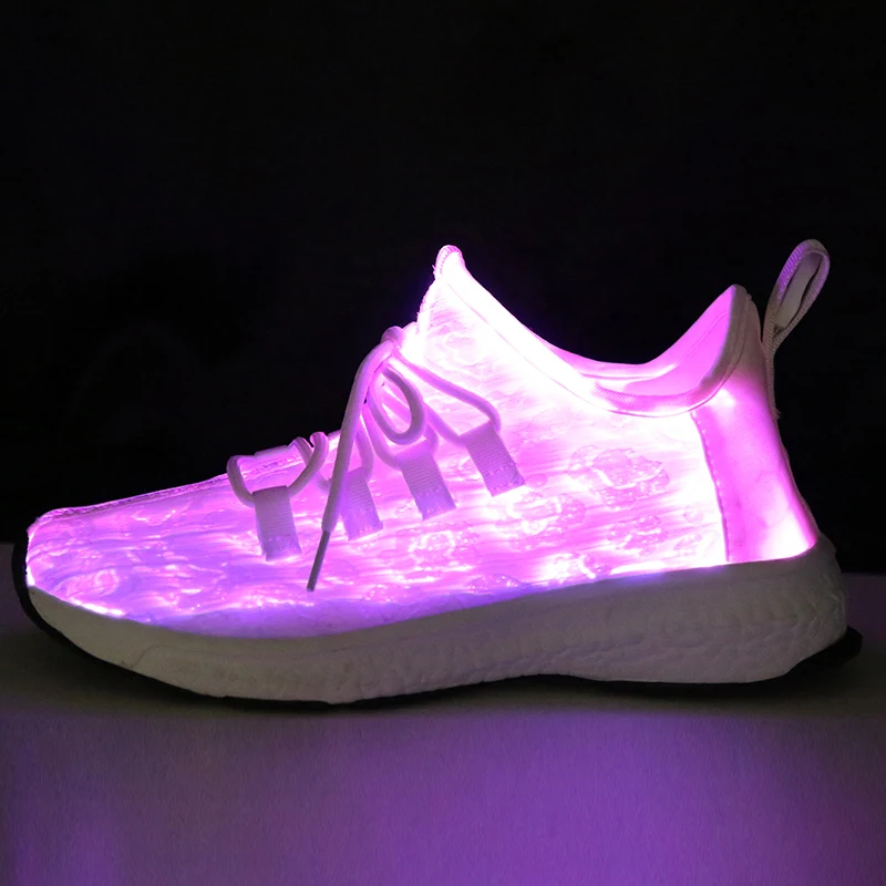 Большой Size25-46 Led волоконно-оптический обувь для девочек и мальчиков; размеры Для мужчин Для женщин USB зарядки светящиеся кроссовки, мужская легкая обувь на шнуровке Обувь для стрит-данса