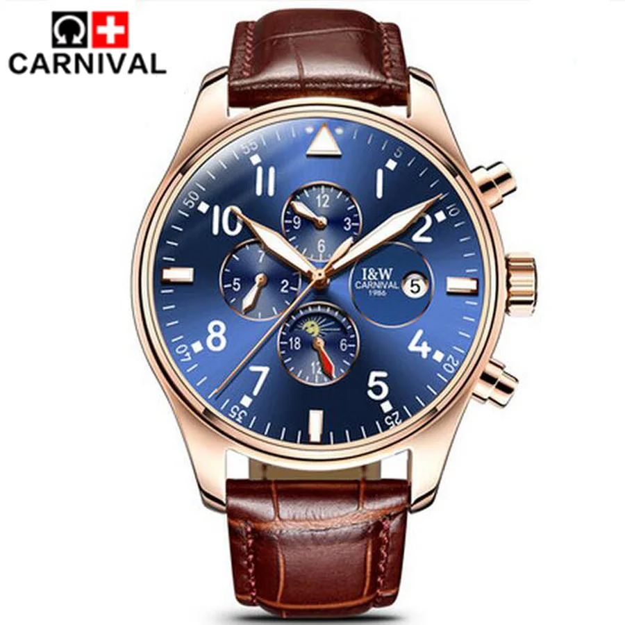 Prix pour Carnaval Top Marque De Luxe Mens Montres Saphir De Mode Mécanique Montre Multifonction 6 Mains Hommes Casual Lumineux montre-Bracelet Prix pour Carnaval Top Marque De Luxe Mens Montres Saphir De Mode Mécanique Montre Multifonction 6 Mains Hommes Casual Lumineux montre-Bracelet