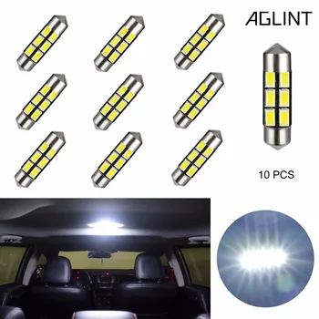 

AGLINT 10PCS LED Replacement Bulbs Festoon C5W 36mm 6418 5730SMD 6LEDs Automotive LED Interior Map Dome Reading Light White 12V