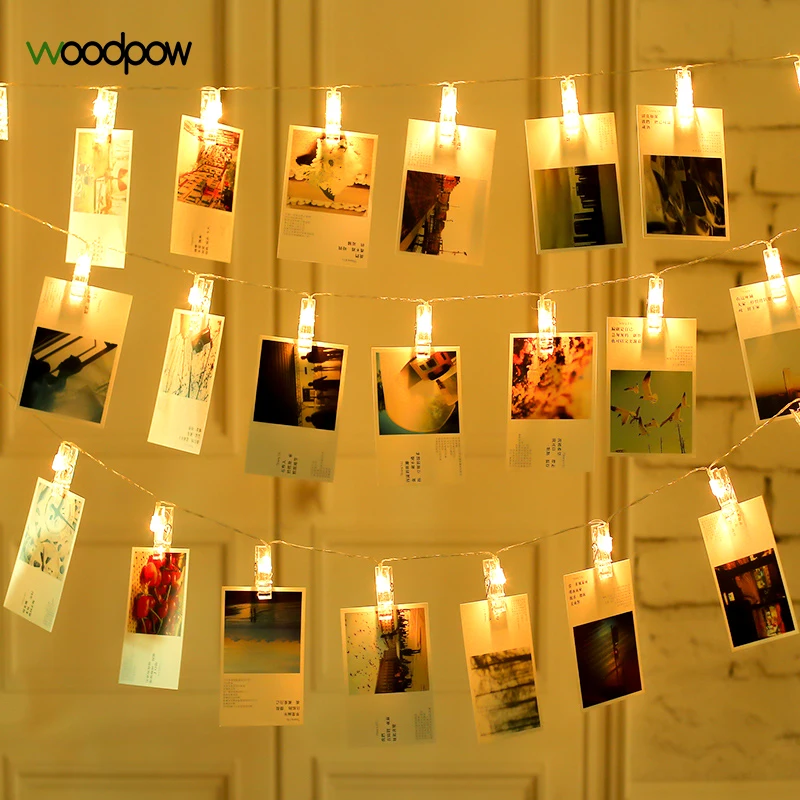 

Woodpow 10-40LED Picture Photo Clip String Light AA Battery Powered Fariy Lights for Weeding Christmas Festival Party Decoration