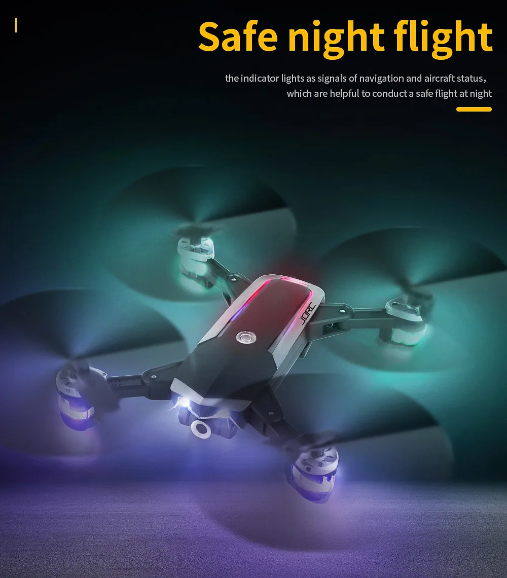 

HINST New Remote Control Drone 720P 4 Channel 2MP JDRC WiFi FPV RC Quadcopter Foldable High Strength Metallic Materials JAN7