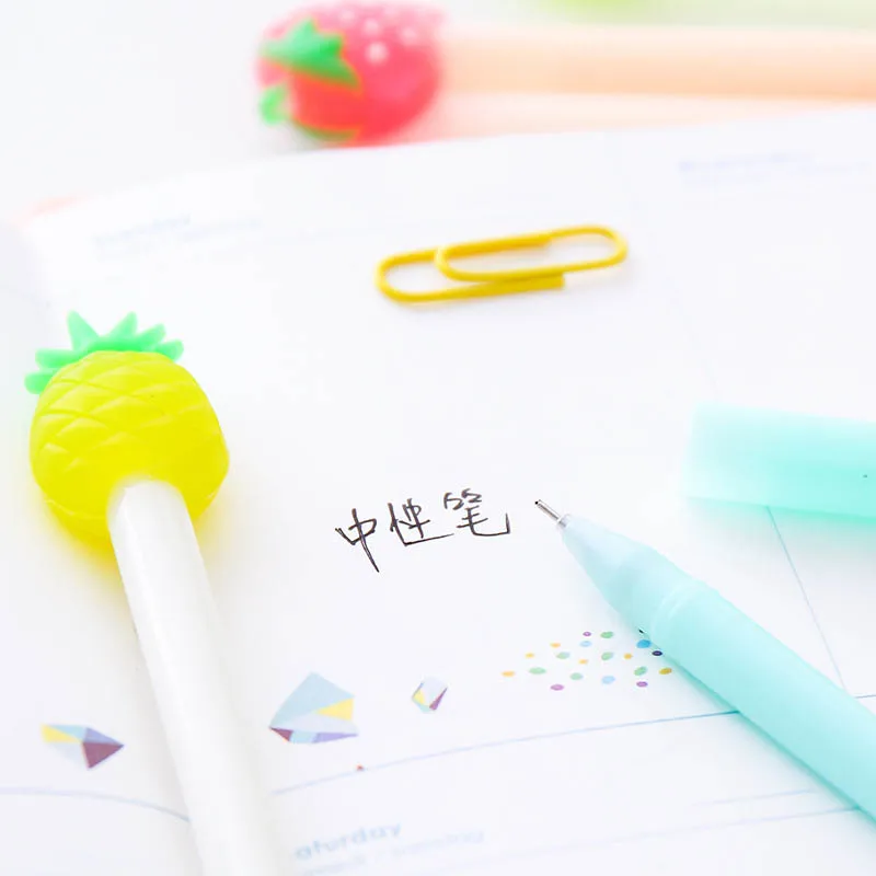 Kawaii 3D Fruit Ink Gel Pen Canetas Cute Candy Color Pens For Writing Kids Gift Korean Stationery Office School Supplies