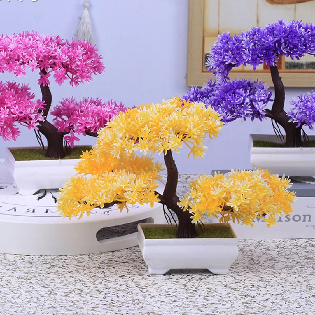 1pc New Plastic Resin Bonsai Tree Artificial Plant Decoration For Office Home 18cm