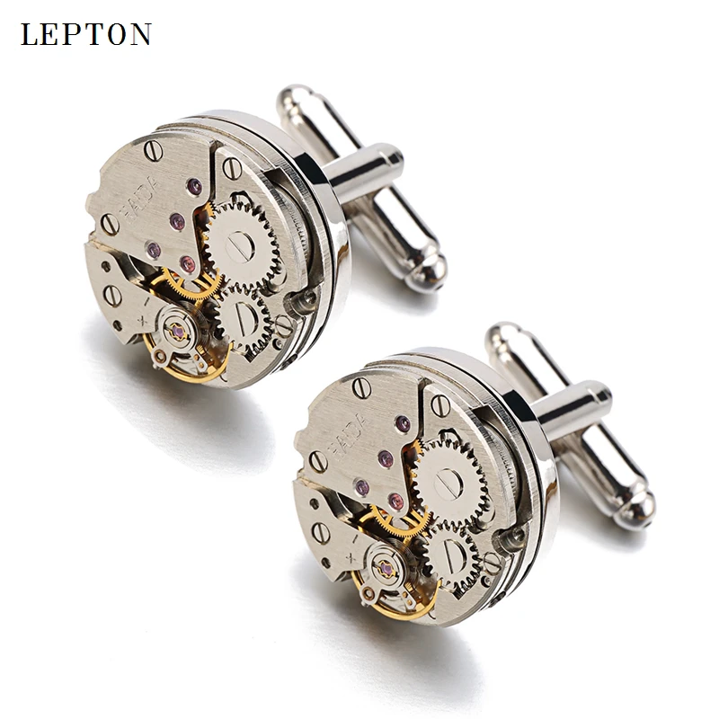 

Hot Sale Non-Functional Watch Movement Cufflinks for men stainless steel Steampunk Gear Watch MechanismCuff links for Mens