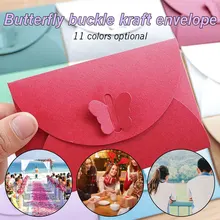 New Arrival Simple Retro Colored Butterfly Buckle Kraft Paper Envelopes Mini Decorative Envelope Small Paper Envelope 10pcs/lot
