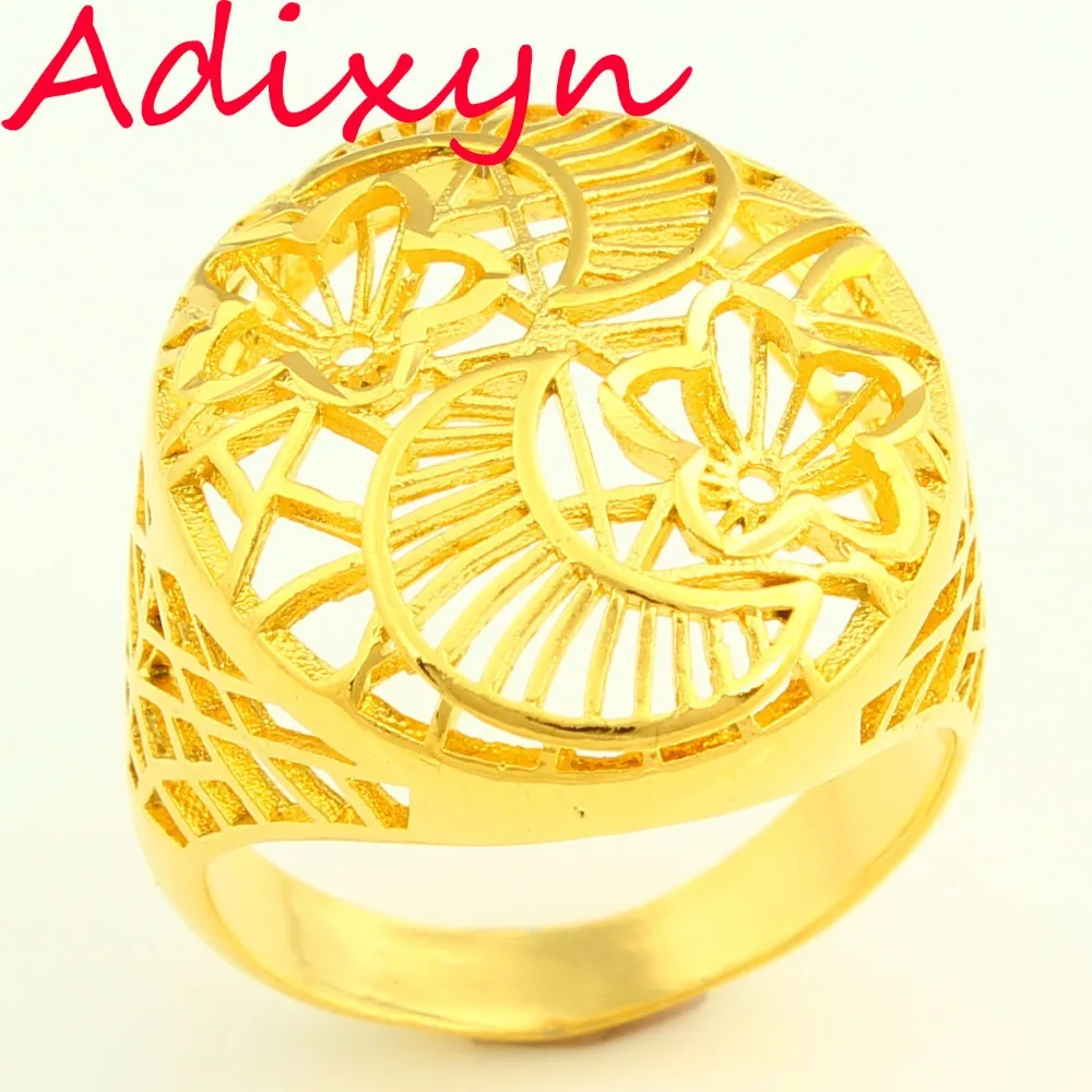 Round Exquisite Gold Ring 24k Gold Color Ring Wedding Jewelry India