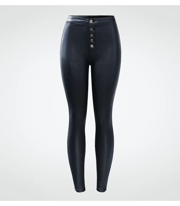 2217 Youaxon EU Size High Waist Black Snake Skin Pattern PU Jeans Woman Stretch Skinny Denim Jean Pants Trousers Jeans For Women