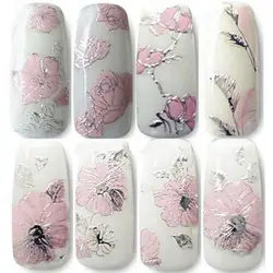 Элегантный Для женщин 3D Розовые цветы Nail Наклейки Дизайн ногтей Наклейка Стикеры смешивания Дизайн элегантные розовыми цветами камелии