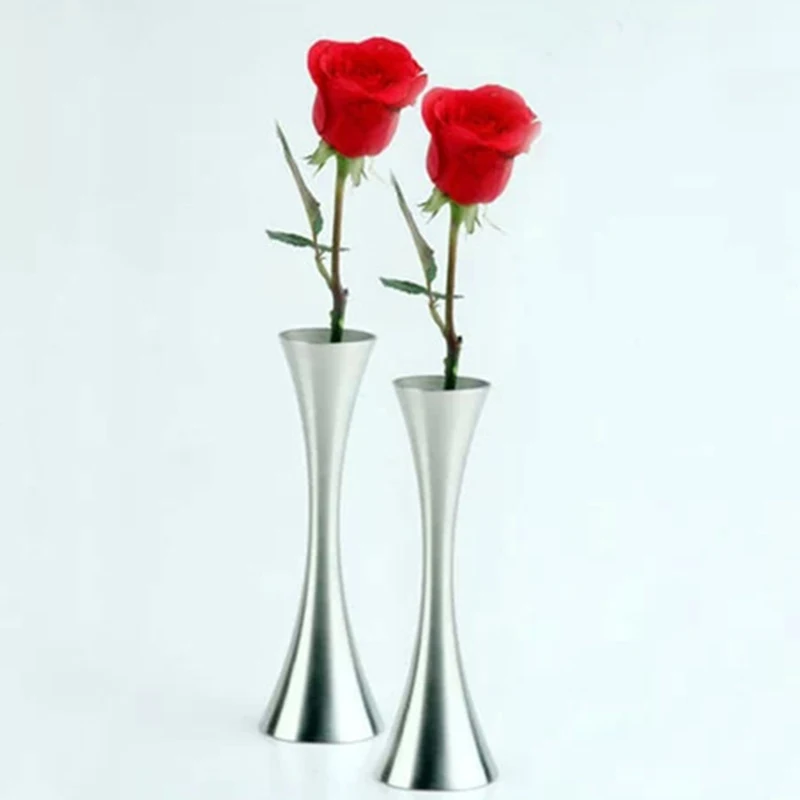 2015 fashion stainless steel flower vase thin waist small desktop home
