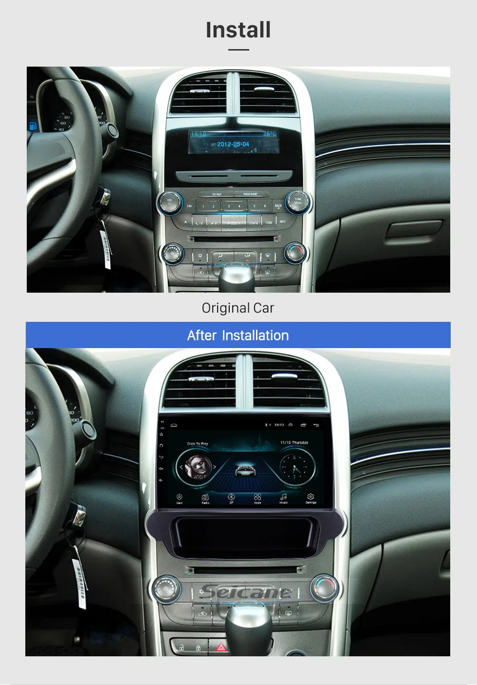 Top Seicane For Chevy Chevrolet Malibu 2012 2013 2014 Android 8.1 9" 4-core Head Unit Car GPS Radio Stereo Player support DVR OBDII 1