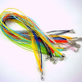 

50pcs Mix Organza Waxed Cord For Necklace Cuerda Lobster Clasp Diy Jewelry Findings Complementos Joyas Bricolaje Joyeria NC4
