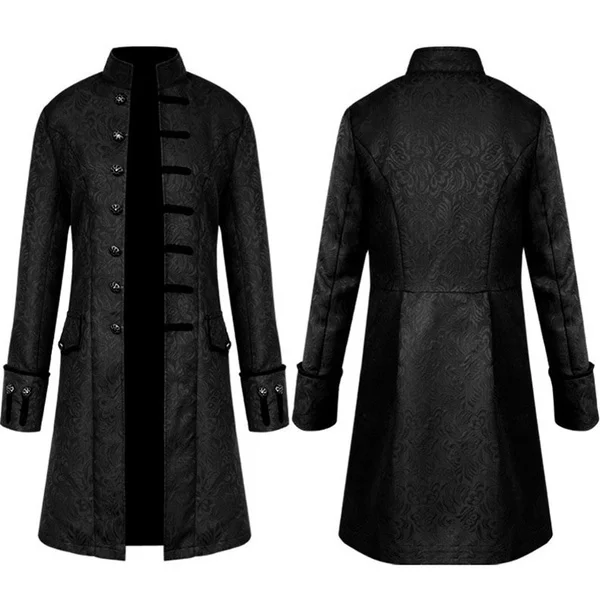 Steampunk Vintage Victorian Frock High Collar Coat Halloween Costumes Mens Gothic Medieval Tailcoat Jacket