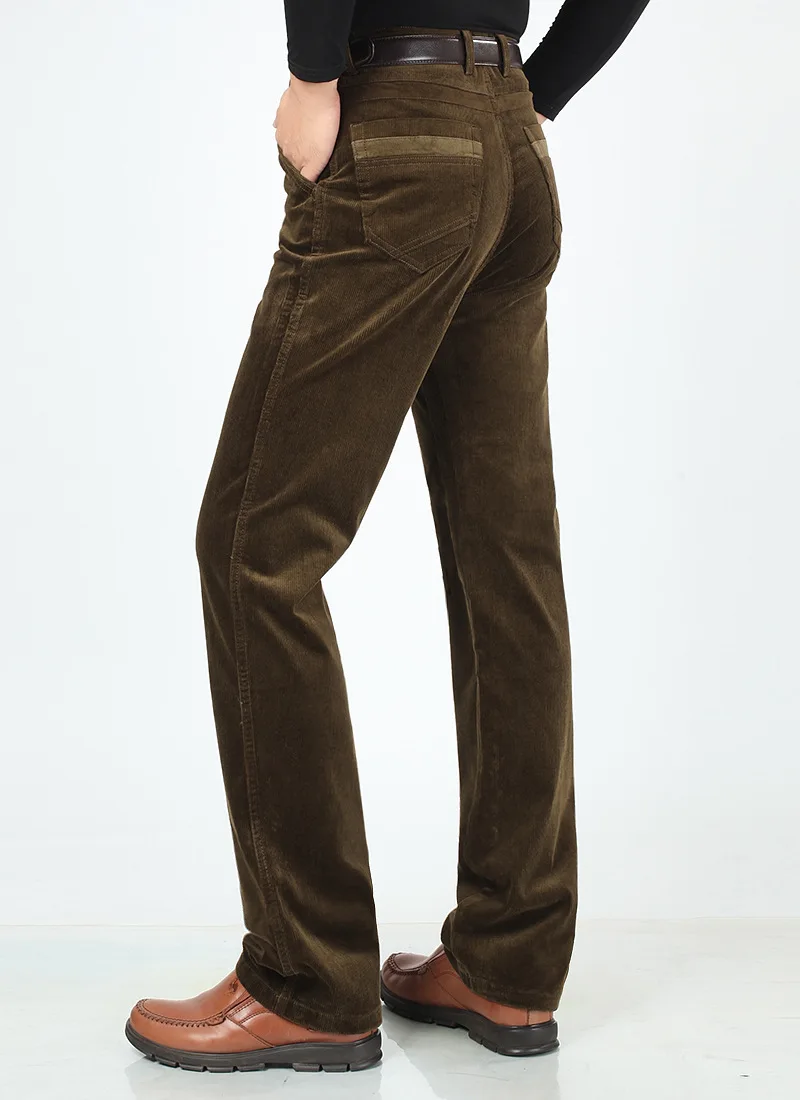 Зимние вельветовые брюки мужские деловые повседневные брюки для среднего возраста прямые брюки утепленные вельветовые брюки Pantalon Hombre