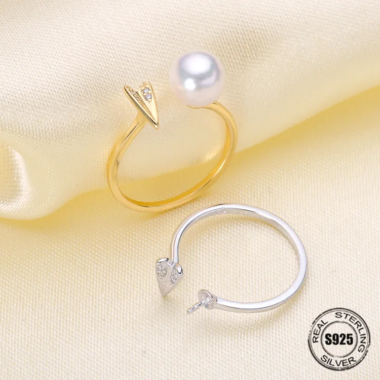 

Fashion Pearl Ring Accessories,925 Sterling Silver Ring Findings, Adjustable Ring Jewelry Parts Fittings Mountings DIY Girl Gift