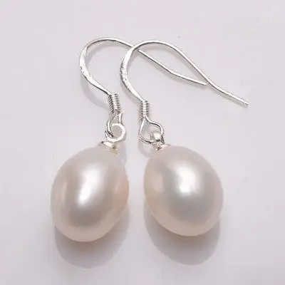 

Free shipping NATURAL WHITE REAL PEARL SOLID .925 SILVER HOOKS EARRINGS 1 6.10