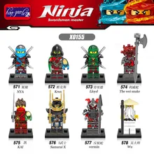 Haogaole 480 шт. блоки кирпичи для детей Подарки X0155 krux The weisnake Samuraix vermin wu Lloyd Nya пират