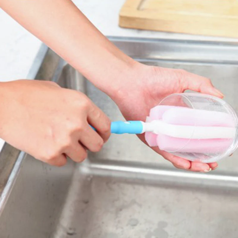 SAFEBET Long Handle Easy Cup Brush Sponge Cleaner Cleaning Brush Bottle