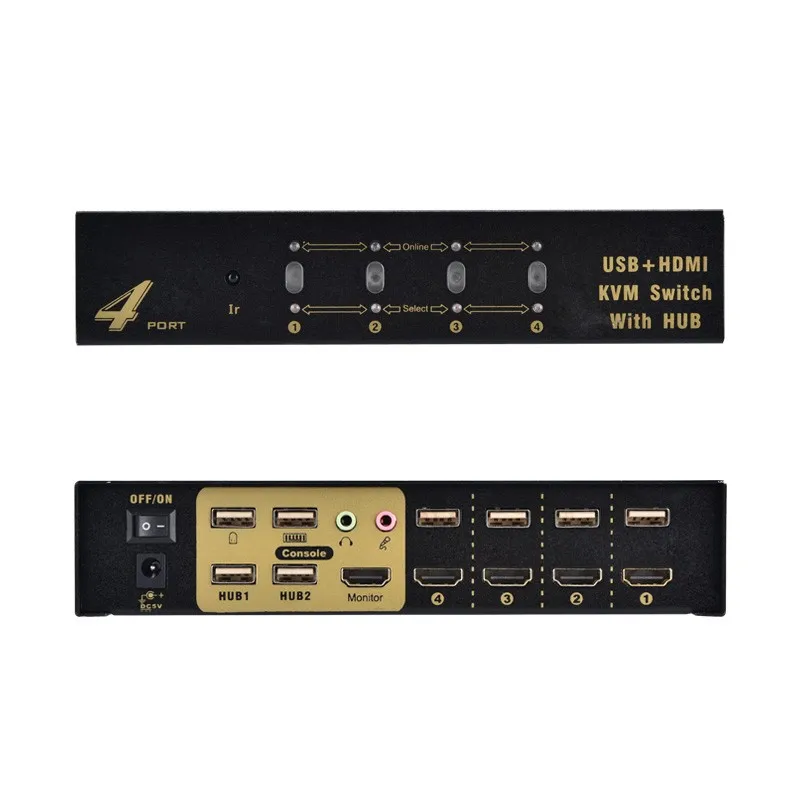 4 портовый HDMI KVM коммутатор автоматический USB2.0 Mit аудио кабель сплиттер Maus tastaur