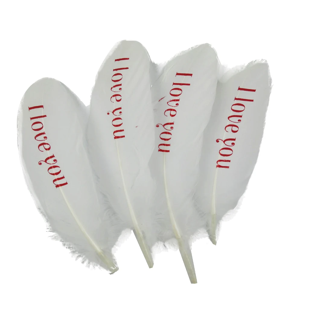 New 12 Pieces Printing Natural Goose Feather DIY Craft Party Home Decor for Sewing Garment Clothes Wedding Dress Accessories