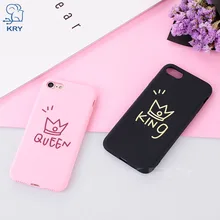 

KRY King Queen TPU Phone Cases For iPhone 7 8 Plus Case Fashion Lover Matte thin Soft Cover For iPhone 6S X 6 5 5S SE Cases