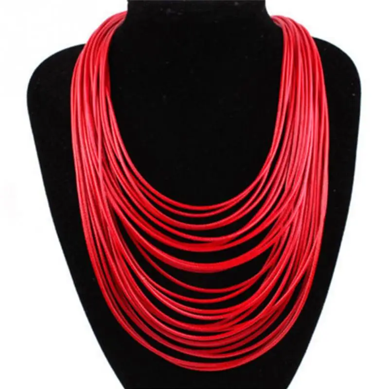

Women Multi-layer Leather Rope Pendant Necklace Multicolor Jewelry Accessories