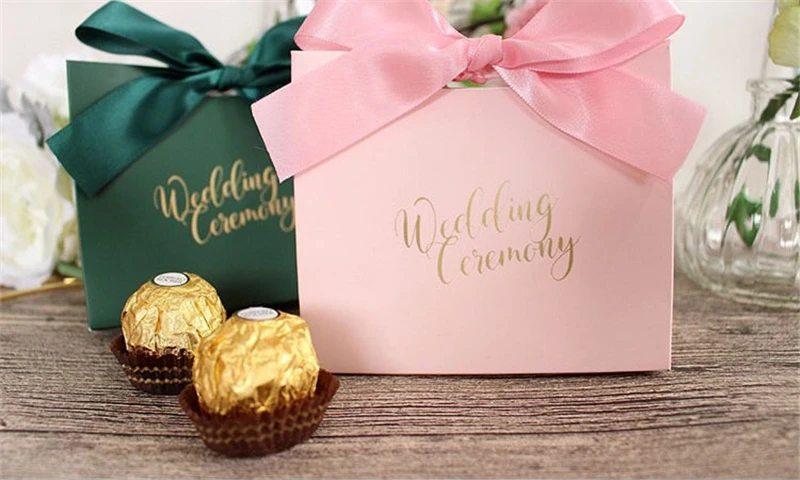 3 20pcs Bow-knot Candy Box for Wedding Decor Gift Packaging Paper Box Baptism Birth Baby Shower Birthday Gifts Bag Event Party Supplies
