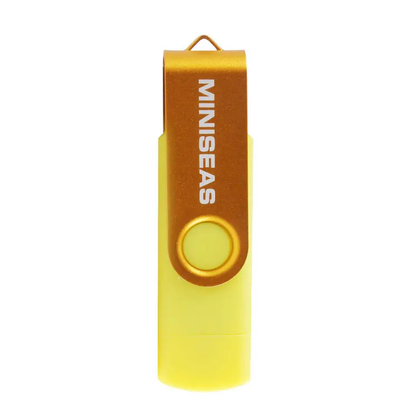 Флеш-накопитель Miniseas USB OTG 64 ГБ 32 ГБ 16 ГБ 128 ГБ флеш-накопитель внешний накопитель usb карта памяти флэш-накопитель для android - Цвет: Цвет: желтый