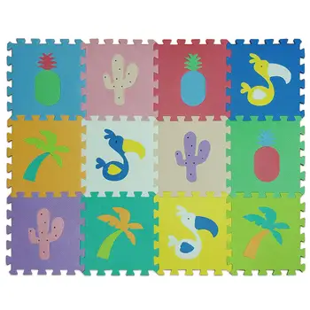 

Meitoku EVA 12pcs kids Play Puzzle mat Foam,Coconut tree Flamingo Activity Interlocking Floor carpet Tiles Each:32x32cm