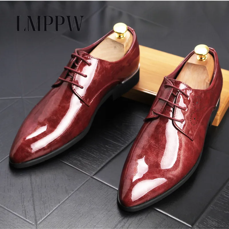 

Luxury Brand Men Formal Wedding Shoes Patent Leather Pointed-toe Oxford Shoes Fashion Breathable Business Casual Party Shoes 2A