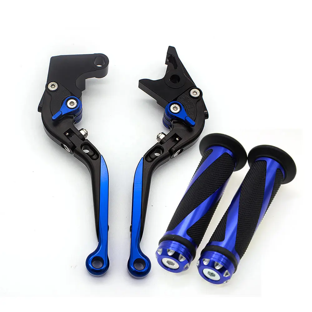 For Honda CBR125 CBR 125 2004- Aluminum Adjustable Folding Extendable Motorcycle Brake Clutch Levers& Handle Grips Set - Цвет: Blue Lever-Grip