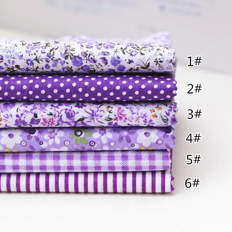 

6pcs 50*50cm cotton fabric DIY Handmade Sewing Quilting patchwork Home Needlework doll Handmade Material purple-black