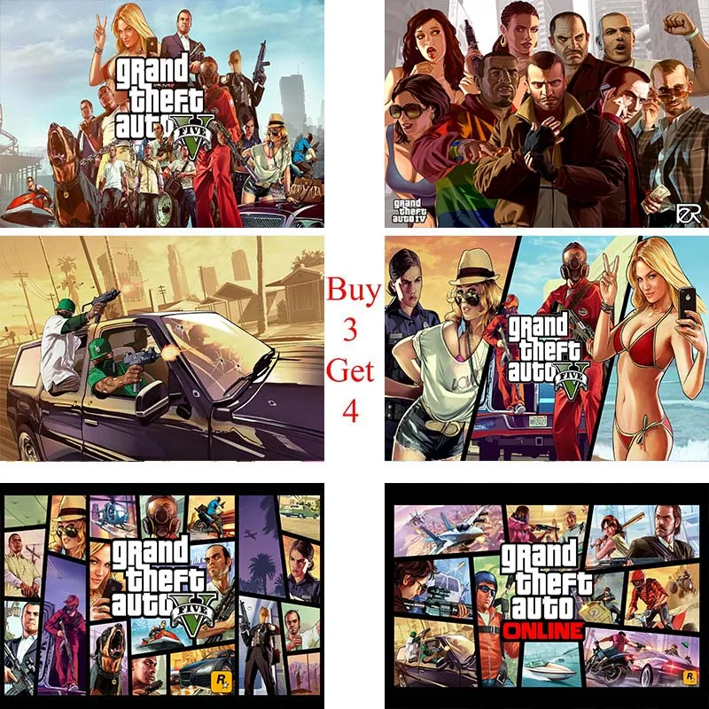 

Grand Theft Auto Posters Game Wall Stickers White Coated Paper Prints High Definition Home Decoration Livingroom Bedroom Bar