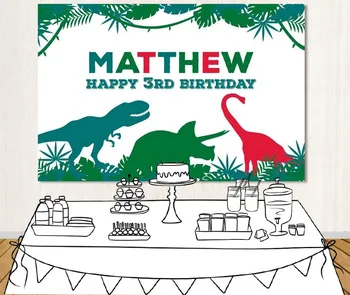 

custom dinomite birthday dinosaur leaves backdrop High quality Computer print party backgrounds