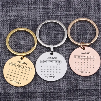 

Customized Date Personality Key Ring Memorial Date Wedding Memory Keychains Anniversary Keytags Bag Charms Pendant Keyrings