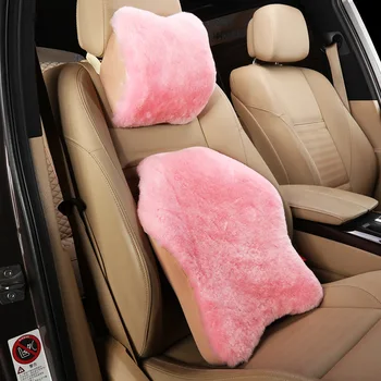 

Memory cotton pure wool car headrest waist support car pillows set seat neck supports cushion for car interior accessories