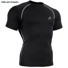 Летние Для мужчин сжатия Рубашки для мальчиков быстросохнущие Бодибилдинг Фитнес Костюмы для наружного Бег короткие жесткие футболка Лидер продаж