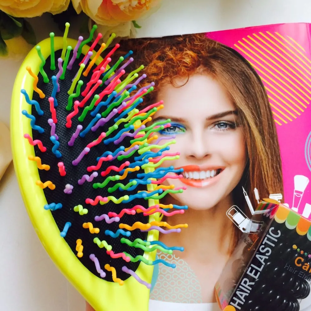 MY GIRL Fashion Hot Women Hairbrush Professional Heathy Paddle Cushion Hair Brush Quality Hair Massage Comb rainbow brushes MY GIRL Fashion Hot Women Hairbrush Professional Heathy Paddle Cushion Hair Brush Quality Hair Massage Comb rainbow brushes