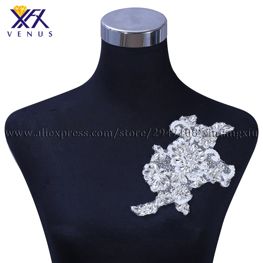 

XFX VENUS 5pcs women elegant crystal bodice applique Embroidery the new Wedding Dress bodice applique rhinestone DIY Fabric