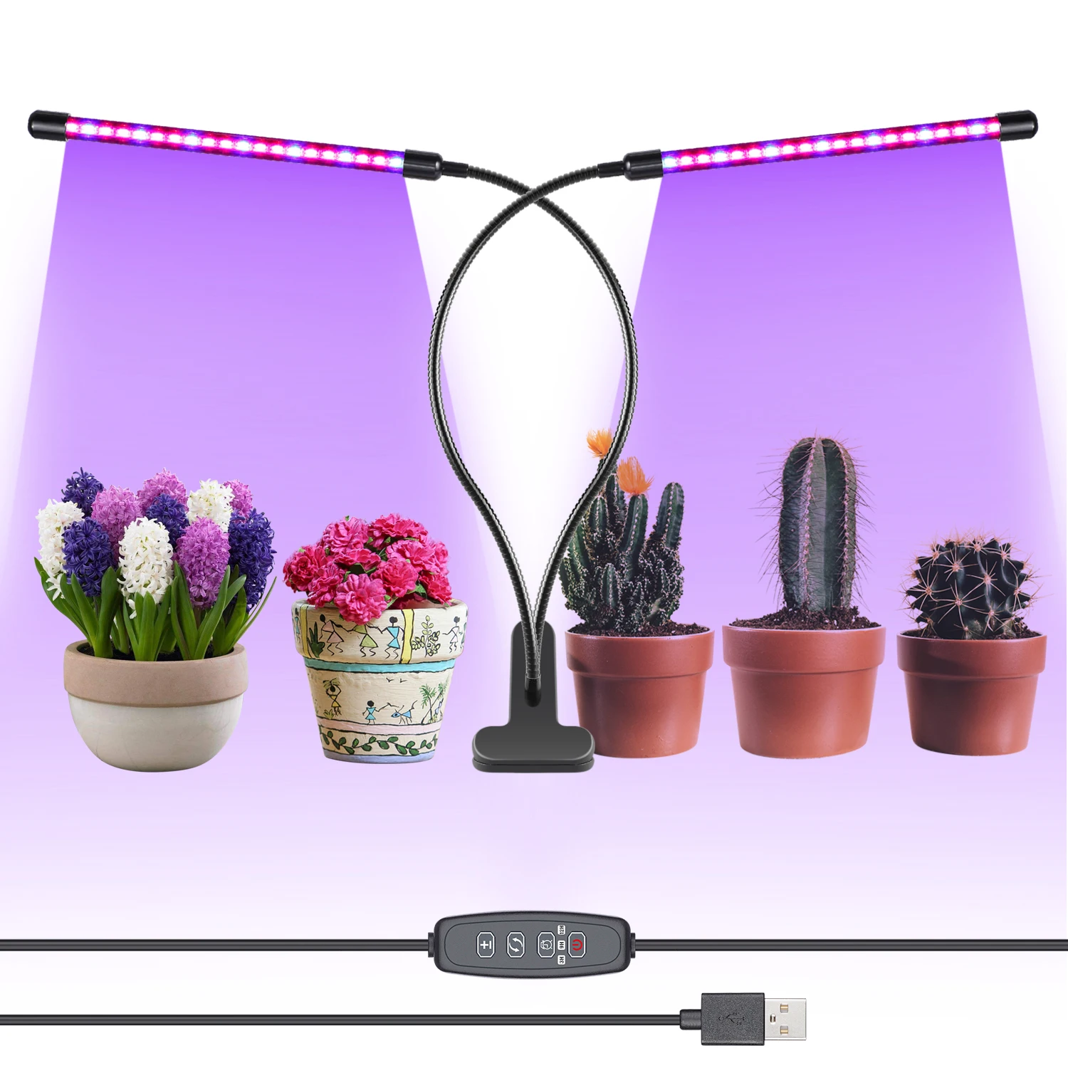 

Neewer Grow Light, 12W Dual Head 60 LED Dimmable Plant Grow Lights for Indoor Plants with Red/Blue Spectrum, Adjustable Goosene
