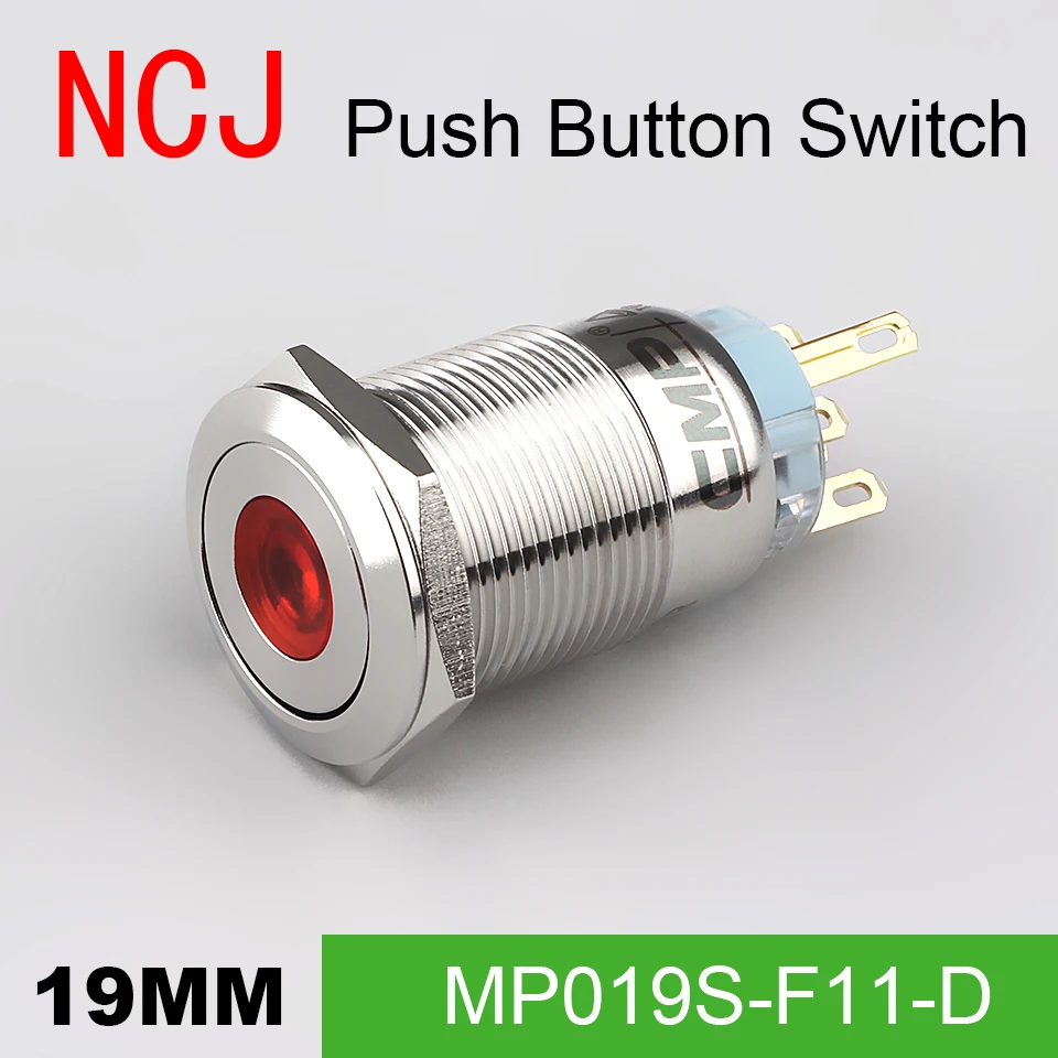 

NCJ 19mm Metal Push Button Switch IP67 Maintained Alternate & Momentary push button switch with LED lamp 5A