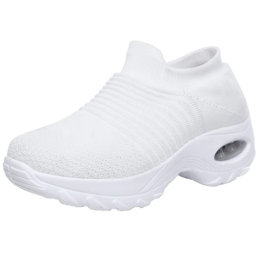 2019 Women's sports shoes flying woven casual shoes comfortable non-slip sports shoes for ladies platform shoes 40J10 (2)
