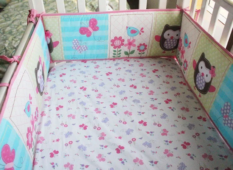 pink owls butterflis flowers girl crib bedding set includes applique owl crib sheets