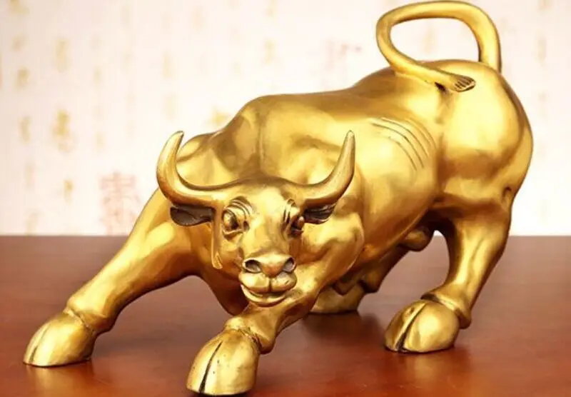 

Garden Decoration Tibetan silver Pure bronze Healing Medicine statue Signed Big Wall Street Bronze Fierce Bull OX Statue.