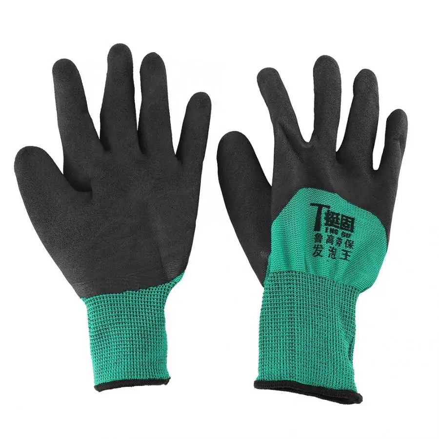 1 пара нескользящих дышащих износостойких рабочих садовых перчаток, перчатки для работы в сельском хозяйстве - Цвет: Зеленый